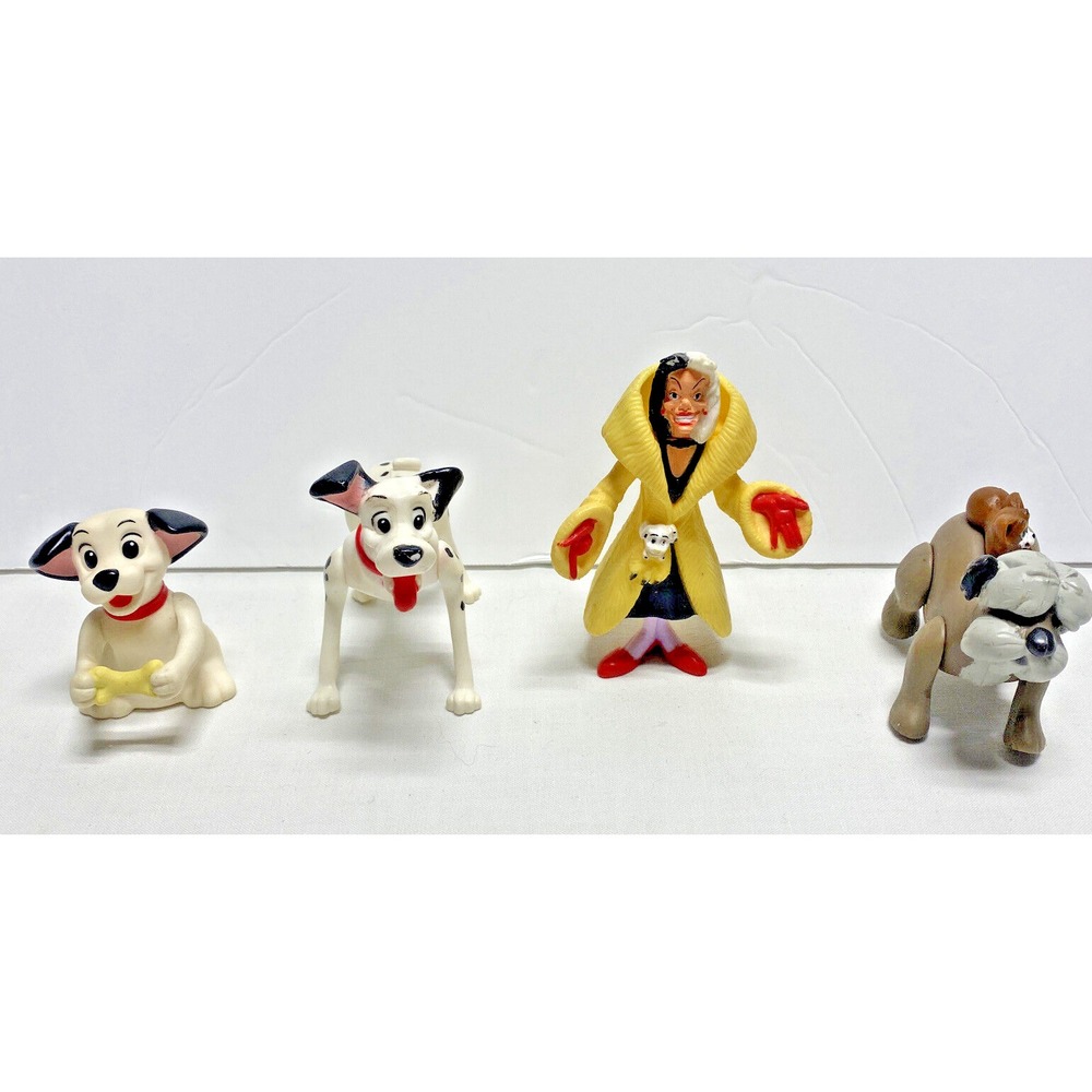 90's McDonalds Disney 101 Dalmatians Toy Lot Of 4 Pongo Lucky Cruella Deville